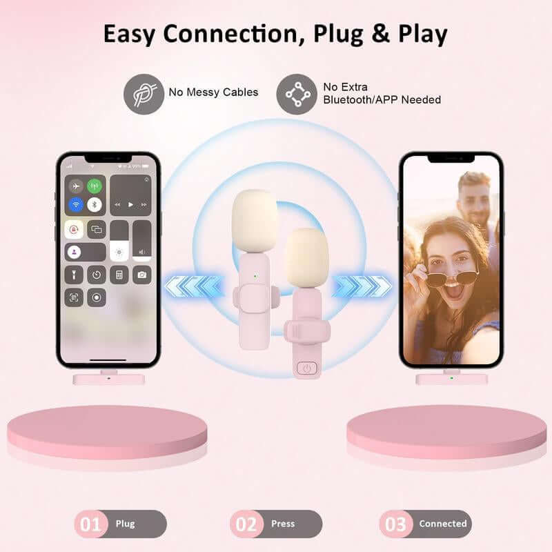 2 Mini Microphones with Clearer Audio for Video Recording, Interview, Vlog,Noise Reduction Device Noise Cancellation Stereo Wireless Vlogging Tools Handheld Mic Microfono Minimic