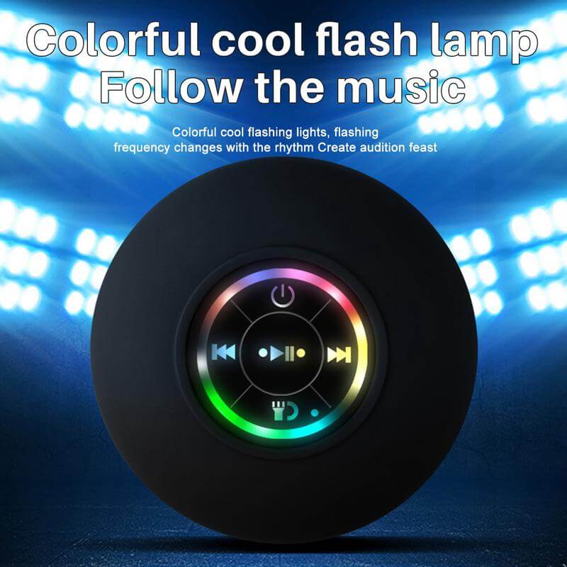 Portable Mini Wireless Speaker, Suction Cup Waterproof Shower Speaker with LED Light, USB Rechargeable Portable Wireless Bluetooth 5.0-Compatible for Parties, Bathroom, Travel, Home and Outdoors