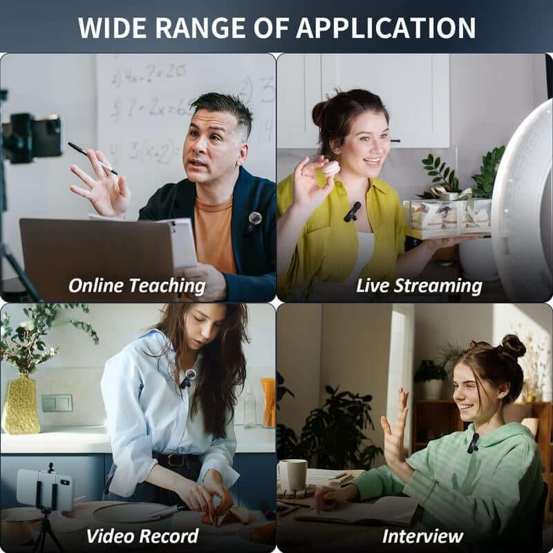 2 Mini Microphones with Clearer Audio for Video Recording, Interview, Vlog,Noise Reduction Device Noise Cancellation Stereo Wireless Vlogging Tools Handheld Mic Microfono Minimic