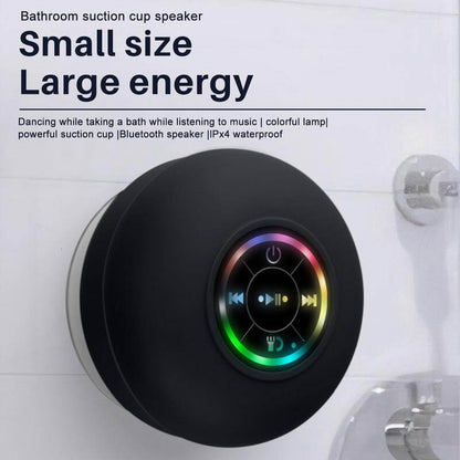 Portable Mini Wireless Speaker, Suction Cup Waterproof Shower Speaker with LED Light, USB Rechargeable Portable Wireless Bluetooth 5.0-Compatible for Parties, Bathroom, Travel, Home and Outdoors