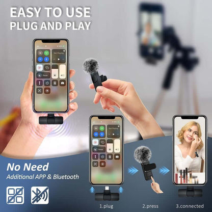 2 Mini Microphones with Clearer Audio for Video Recording, Interview, Vlog，Noise Reduction Device Noise Cancellation Stereo Wireless Vlogging Tools Handheld Mic Microfono Minimic