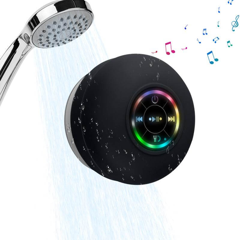 Portable Mini Wireless Speaker, Suction Cup Waterproof Shower Speaker with LED Light, USB Rechargeable Portable Wireless Bluetooth 5.0-Compatible for Parties, Bathroom, Travel, Home and Outdoors