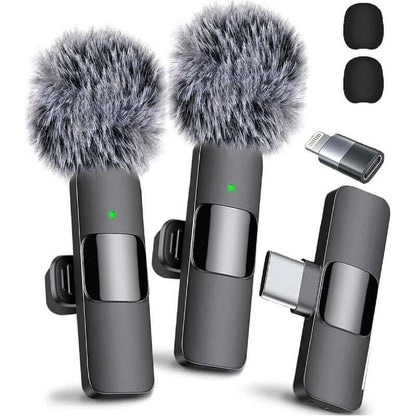 2 Mini Microphones with Clearer Audio for Video Recording, Interview, Vlog，Noise Reduction Device Noise Cancellation Stereo Wireless Vlogging Tools Handheld Mic Microfono Minimic